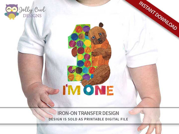 Brown Bear, Brown Bear, What Do You See? Iron On Transfer Design 1st Birthday Shirt