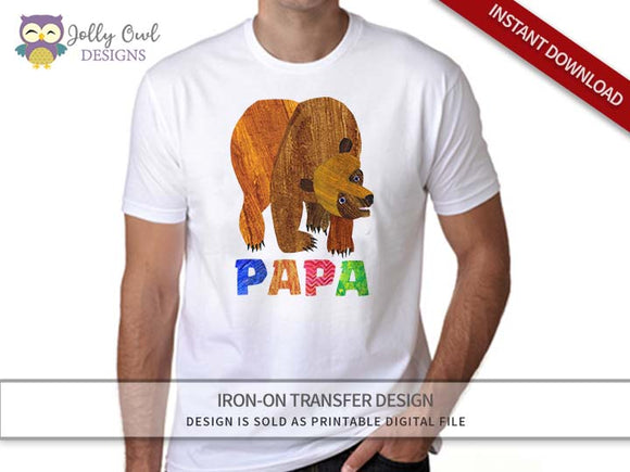 Brown Bear Iron On Transfer Design Instant Download – Jolly Owl Designs