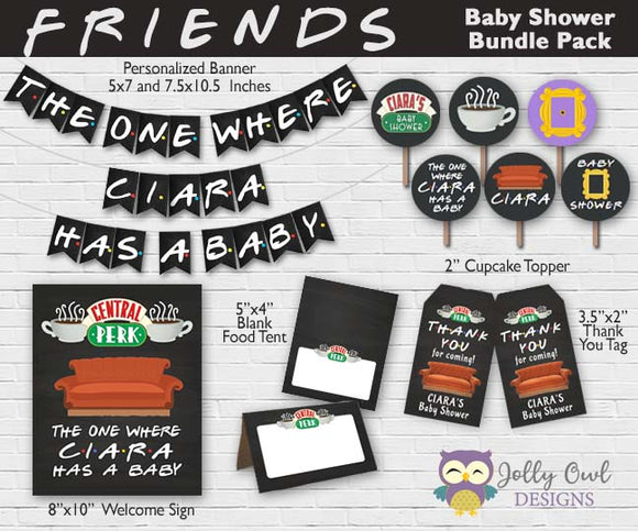 FRIENDS TV Party Bundle For Baby Shower - Personalized
