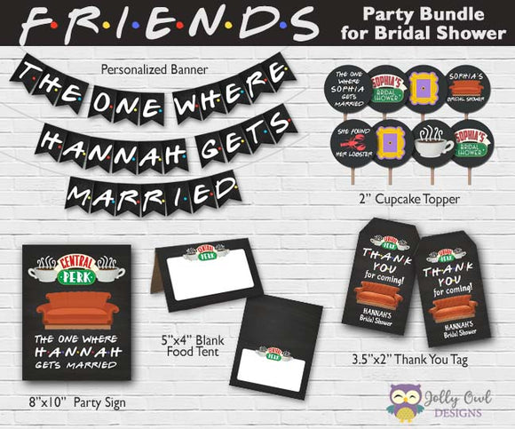 FRIENDS TV Party Bundle For Bridal Shower - Personalized