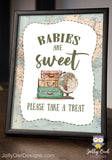 Babies Are Sweet Please Take A Treat Table Sign - Printable Signage for Vintage Travel Theme Baby Shower