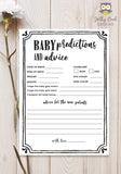 Modern White Minimalist Baby Shower Game - Baby Predictions and Advice