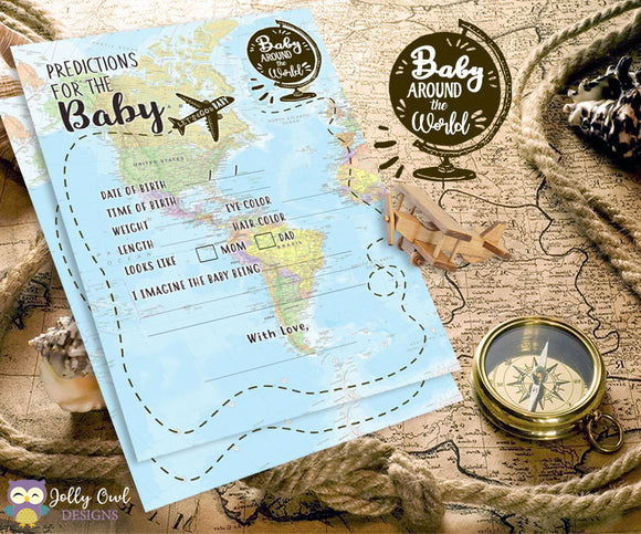 Baby Around The World Baby Shower Game Card - Baby Prediction