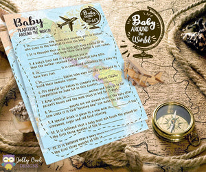 Baby Around The World Baby Shower Game Card - Baby Traditions
