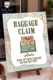 Baggage Claim Table Sign - Printable Signage for Vintage Travel Theme Baby Shower, Birthday, Retirement, Bridal Shower, Bachelorette, Farewell Party