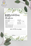 Botanical Greenery Baby Shower Game - Baby Predictions and Advice