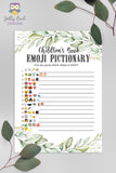 Botanical Greenery Baby Shower Game - Children's Book Emoji Pictionary