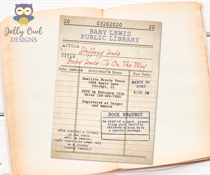 Build A Library Invitation Printable Ex Libris Navy Library Book
