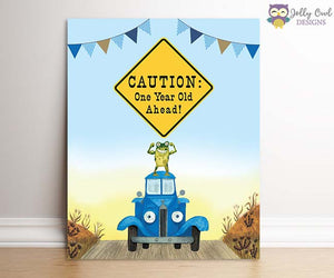 Little Blue Truck Birthday Party Signs - CAUTION: One Year Old Ahead
