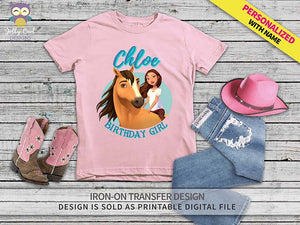 Spirit Riding Free Iron On Transfer Shirt Design / Personalized Name / Birthday Girl