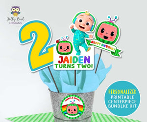 Cocomelon Birthday Party - Digital Printable Personalized Centerpieces Bundle Kit