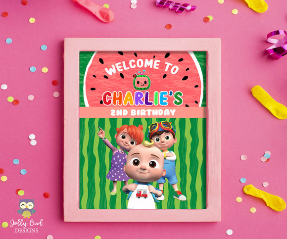 Cocomelon Birthday Party Personalized Welcome Sign