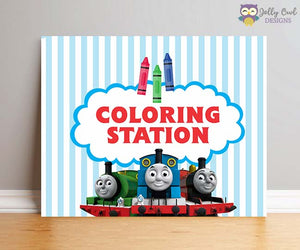 Thomas The Train Birthday Party Sign - Coloring Station