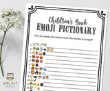 Children's Book Emoji Pictionary Baby Shower Game - Minimalist Black and White