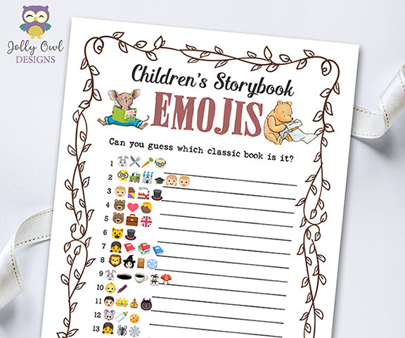 Story Book Themed Baby Shower Game - Emoji Pictionary