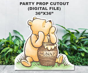 Digital Party Prop Standee Cutout - Classic Winnie The Pooh with Hunny Jar