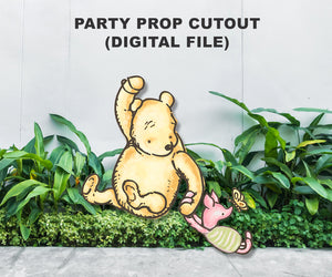 Digital Party Prop Standee Cutout - Piglet and Pooh Holding Balloon