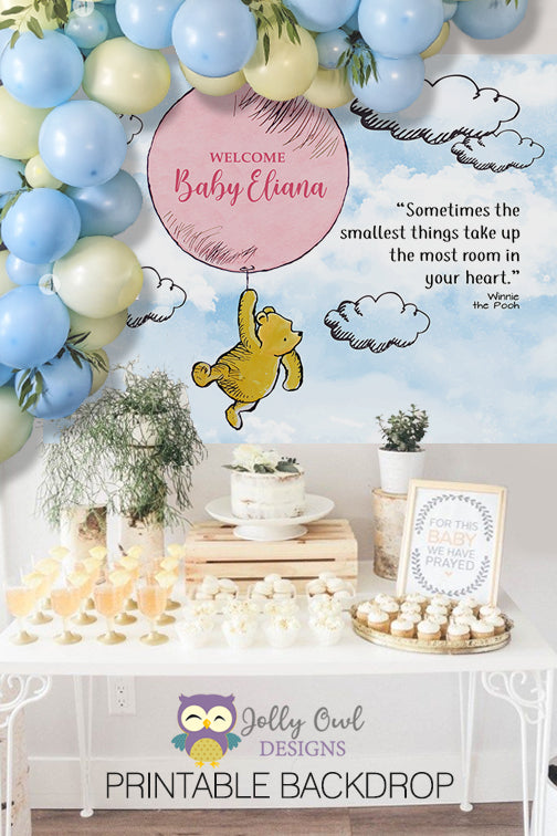Winnie The Pooh Backdrop Baby Shower Boy Classic Winnie The Pooh
