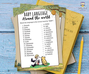 Classic Winnie The Pooh Baby Shower Game - Baby Language Around The World