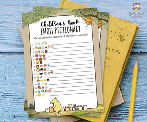 Classic Winnie The Pooh Baby Shower Game - Children's Book Emoji Pictionary Game