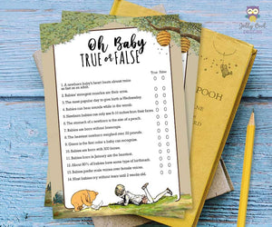 Classic Winnie The Pooh Baby Shower Game - Oh Baby True Or False Game