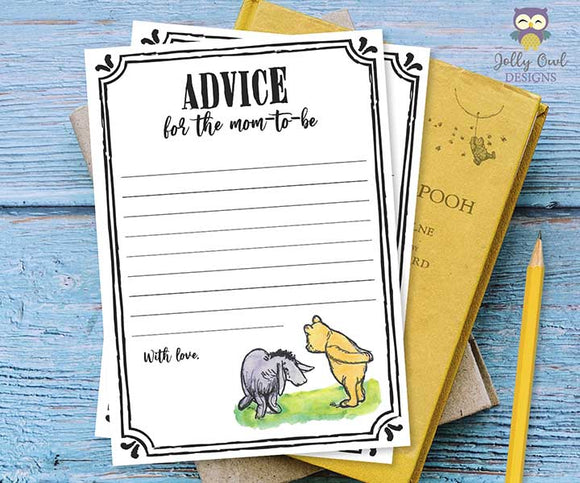 Classic Winnie The Pooh Baby Shower Game Advice for the Mom To Be