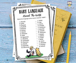 Classic Winnie The Pooh Baby Shower Game Baby Language Around The World