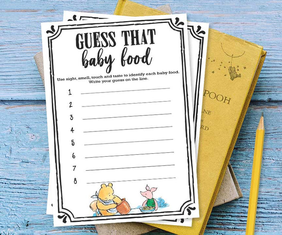 Classic Winnie The Pooh Baby Shower Game - Guess That Baby Food