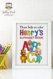 Personalized Cocomelon Birthday Party Activity Book | ABC Alphabet Coloring Pages | Downloadable Printable Digital PDF File