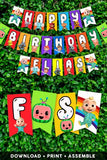 Cocomelon Happy Birthday Party Banner - Personalized