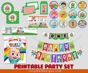 Personalized Cocomelon Birthday Party Decoration Package - Digital Kit