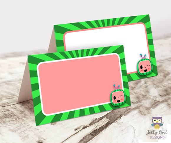 Blank Food Tent Label for Cocomelon Birthday Party - Digital File