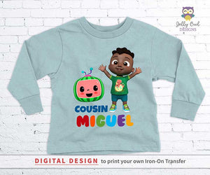 Cocomelon Iron On Transfer T-shirt Design / Birthday Family T-shirt For a Boy Cousin, Friend, or Classmate