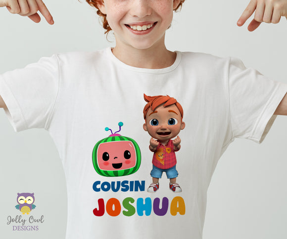 Cocomelon Iron On Transfer T-shirt Design / Birthday Family T-shirt For a Boy Cousin, Classmate or Friend