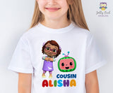 Cocomelon Iron On Transfer T-shirt Design / Birthday Family T-shirt For a Girl Cousin, Classmate or Friend