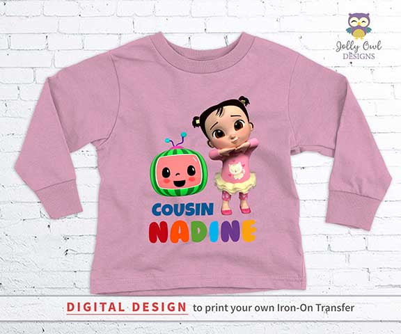 Cocomelon Iron On Transfer T-shirt Design / Birthday Family T-shirt For a Girl Cousin, Friend, or Classmate