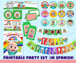 Personalized Cocomelon Birthday Party Decoration Package - Spanish Version
