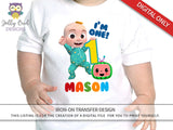 Cocomelon Party Printable Tshirt Iron On Transfer - Personalized For Age 1