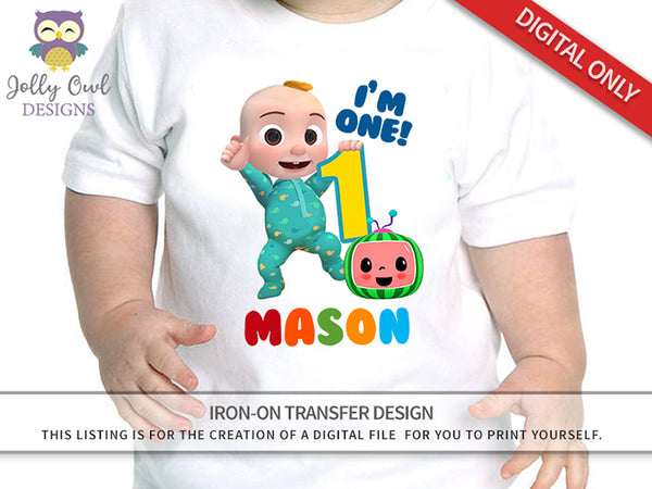 Cocomelon Birthday T-Shirt Design - Digital Design for Iron On Transfe –  Jolly Owl Designs