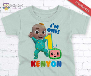 Cocomelon Birthday Party Printable T-shirt Iron On Transfer - African American - Personalized For Age 1