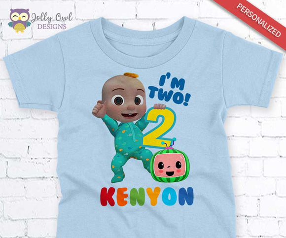 Cocomelon Birthday Party Printable T-shirt Iron On Transfer - African American - Personalized For Age 2