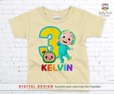 Cocomelon Birthday T-Shirt Design - Digital Design for Iron On Transfer - Personalized For Age Three