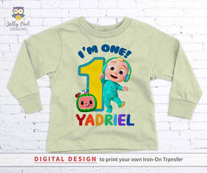 Cocomelon Birthday T-Shirt Design - Digital Design for Iron On Transfer - Personalized - Age One