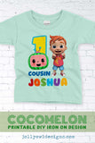 Cocomelon Iron On Transfer T-shirt Design / Birthday Family T-shirt For a Boy Cousin, Classmate or Friend