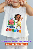 Cocomelon Iron On Transfer T-shirt Design / Birthday Family T-shirt For a Girl Cousin, Friend or Classmate