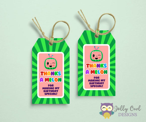 Cocomelon Birthday Party Thank You Tag or Favor Tag - Thanks A Melon - –  Jolly Owl Designs