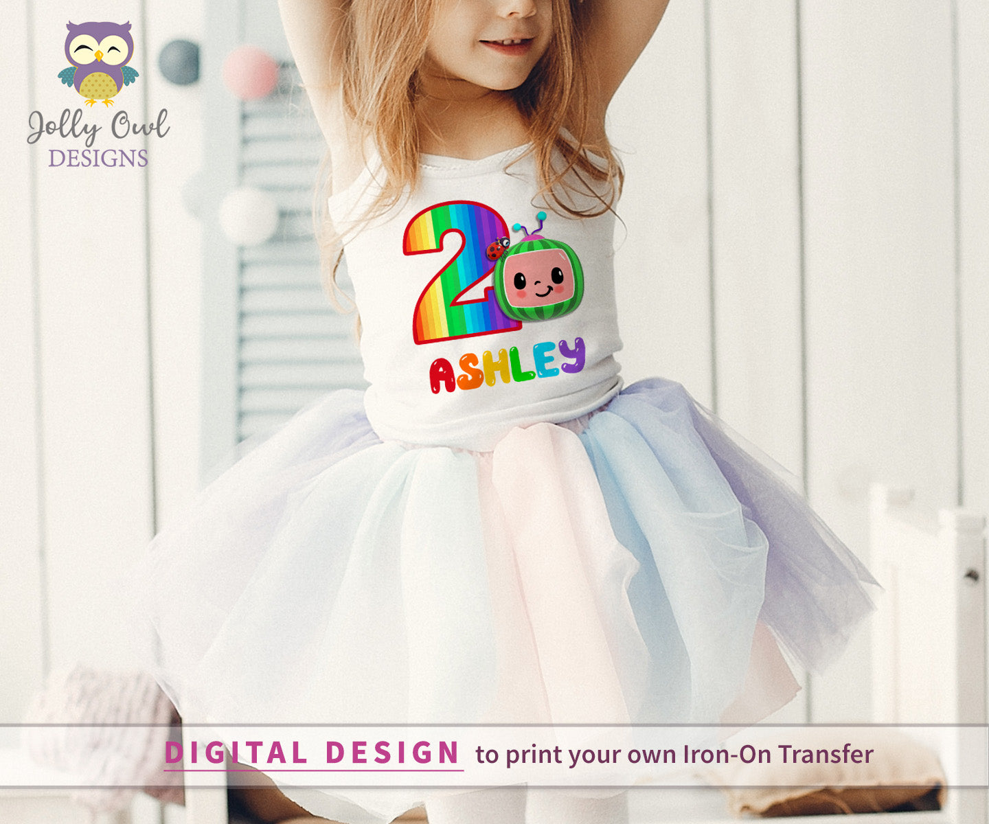 open lace back dress Cocomelon Party Printable T-shirt Iron On Transfer