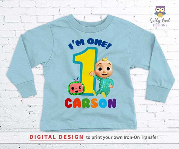 Cocomelon Party Printable Tshirt Iron On Transfer - Personalized
