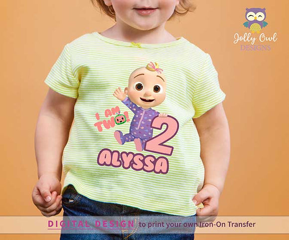 Cocomelon Birthday Party Printable Tshirt Iron On Transfer - Personalized