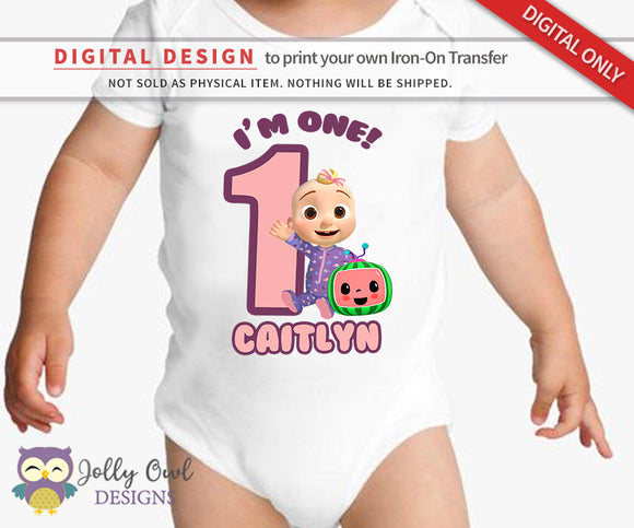 Cocomelon Birthday T-Shirt Design / Digital Design for Iron On Transfer / Personalized For Age 1
